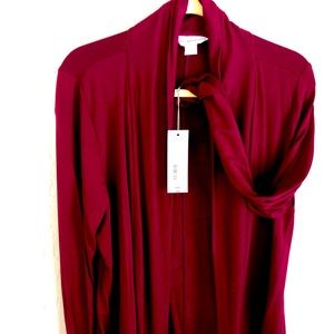 Burgundy open front cardigan
